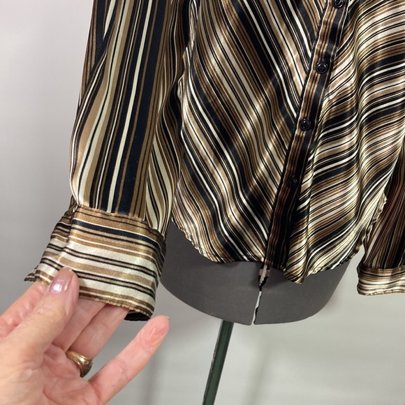 Giorgio Fiorlini  Long Sleeve Striped Button Front Top Size Small - Picture 3 of 7